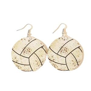 Vegan Leather Volleyball Drop Earrings